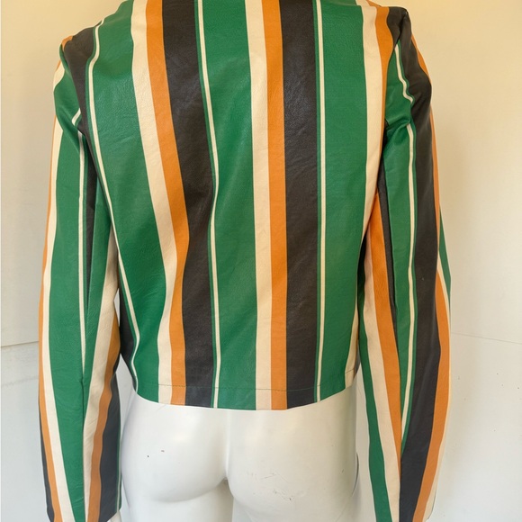 A. Calin by Flying Tomato  Striped Moto Jacket - Picture 4 of 7